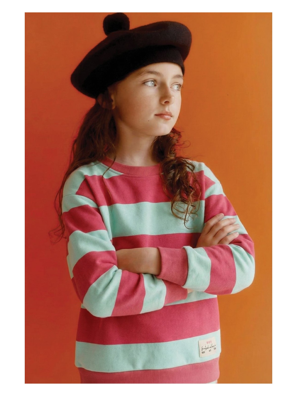 Cigit Sweatshirt 4-12 Yaş Mint Mercan Cizgili