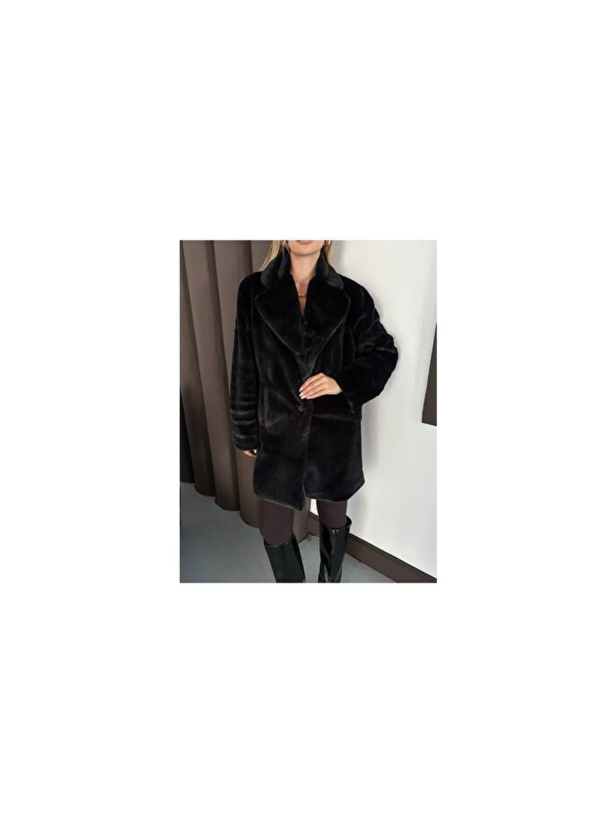 Vess Moda Içi Astarlı Yumoş Kürk Kaban - Görsel 6