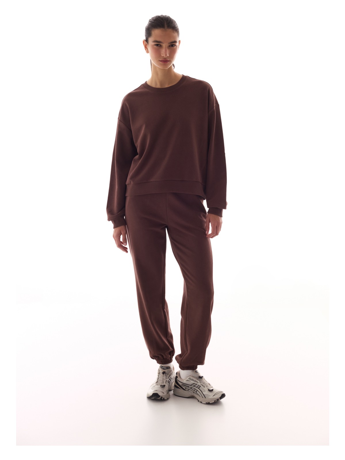 Penti Kahverengi Dikiş Detaylı Bisiklet Yaka Pamuklu Sweatshirt - Görsel 3