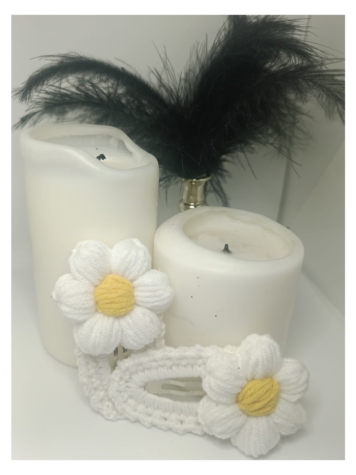 Elaa Aksesuar El Yapımı Papatya Desenli Çıtçıt Örgü Toka - Görsel 4