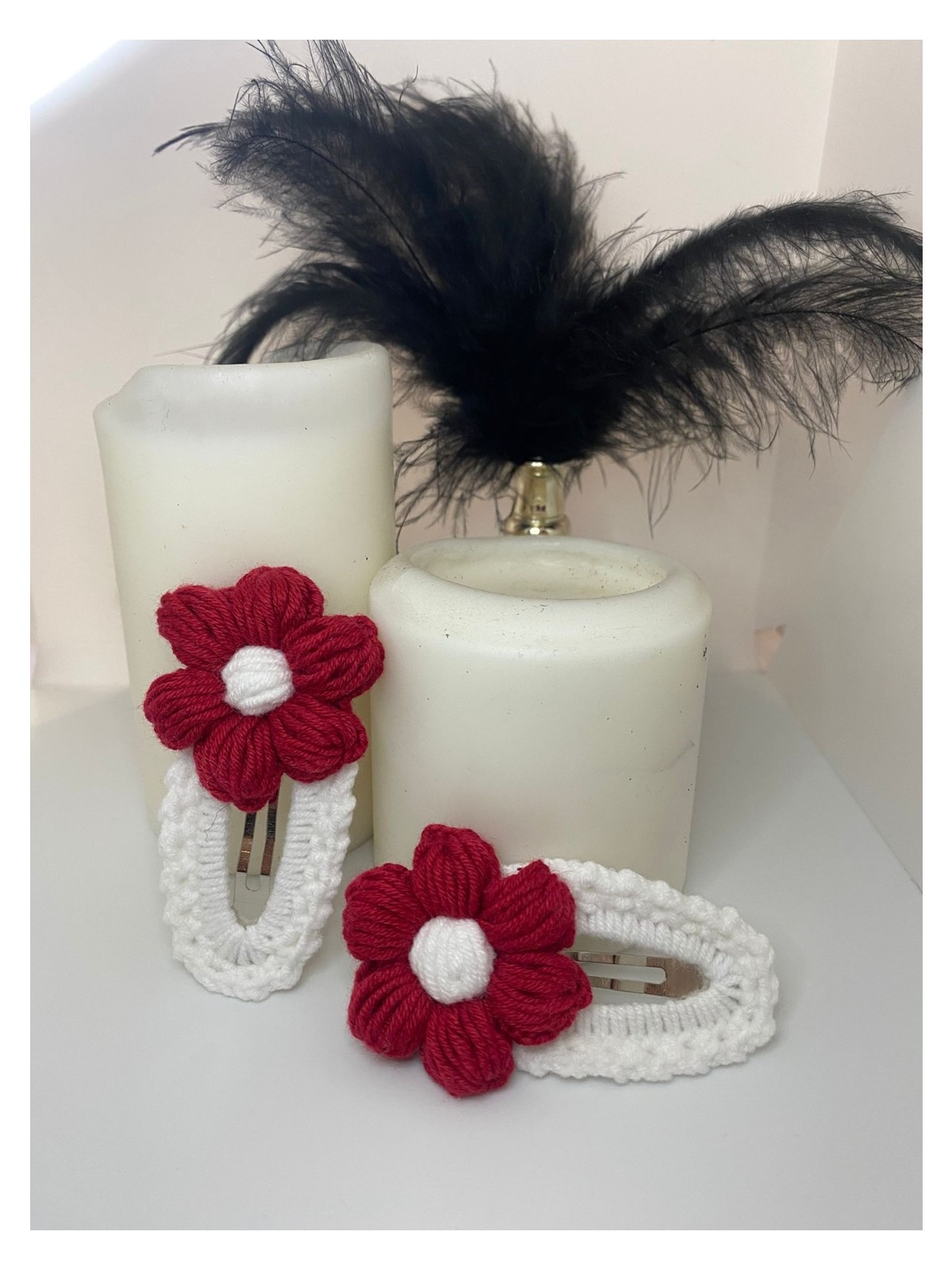 Elaa Aksesuar El Yapımı Papatya Desenli Çıtçıt Örgü Toka