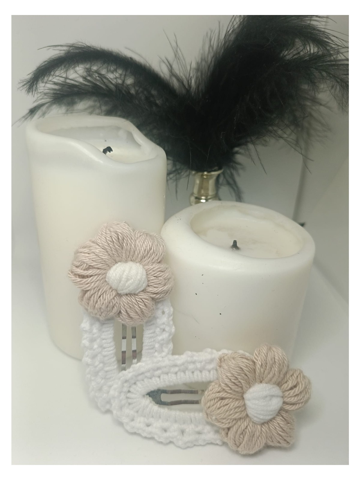 Elaa Aksesuar El Yapımı Papatya Desenli Çıtçıt Örgü Toka - Görsel 5