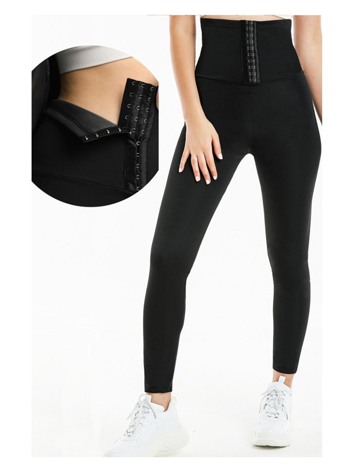 Pera Fitol Sauna-Tayt Model Yüksek Bel Agraflı Sauna Termal Tayt Korse