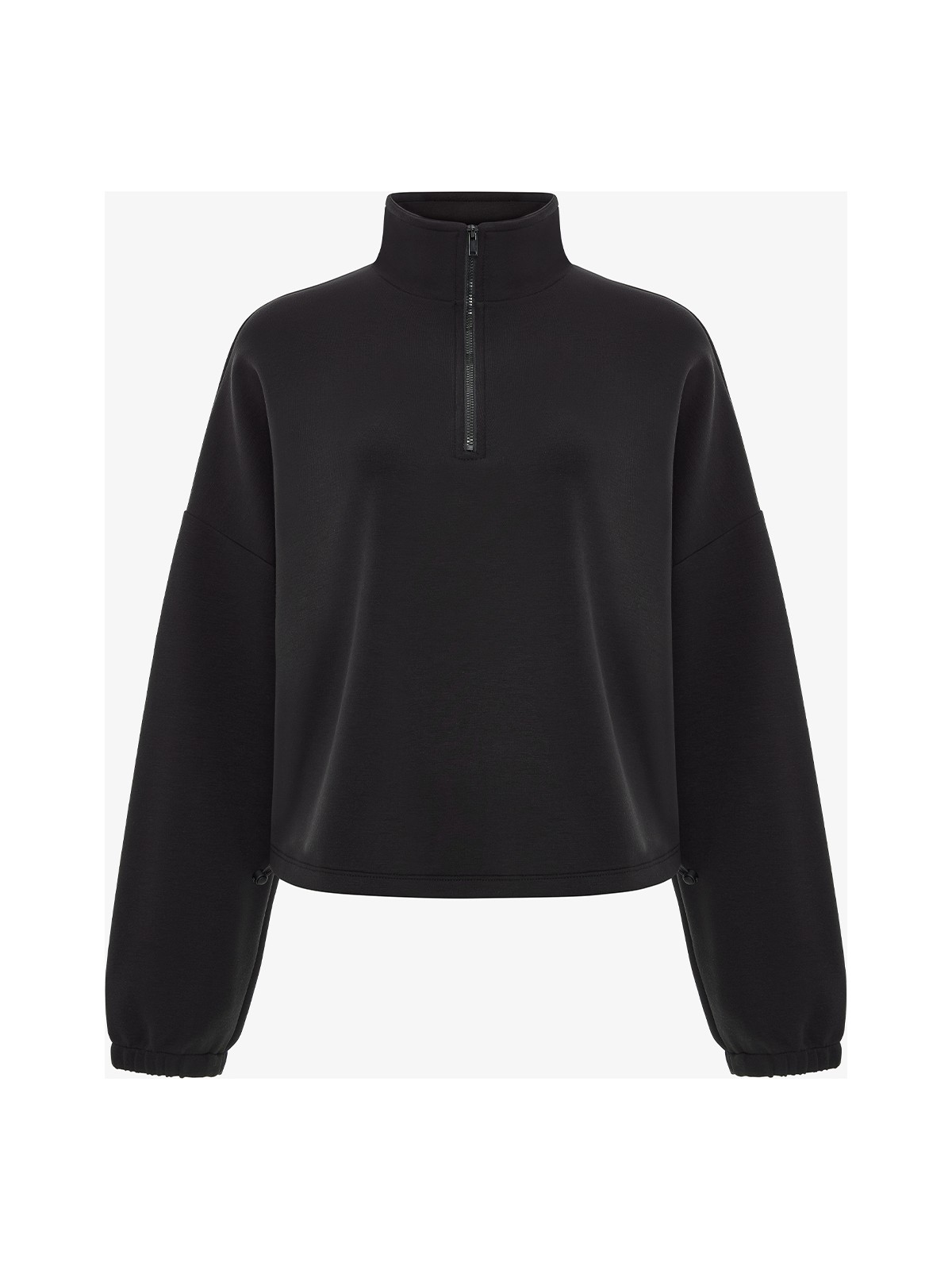 Penti Siyah Silky Touch Dik Yaka Fermuarlı Crop Sweatshirt - Görsel 2