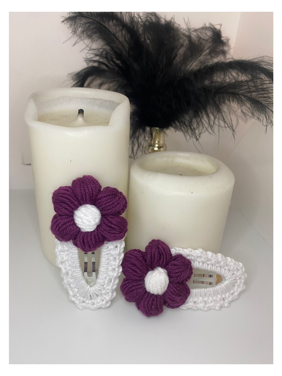 Elaa Aksesuar El Yapımı Papatya Desenli Çıtçıt Örgü Toka - Görsel 6