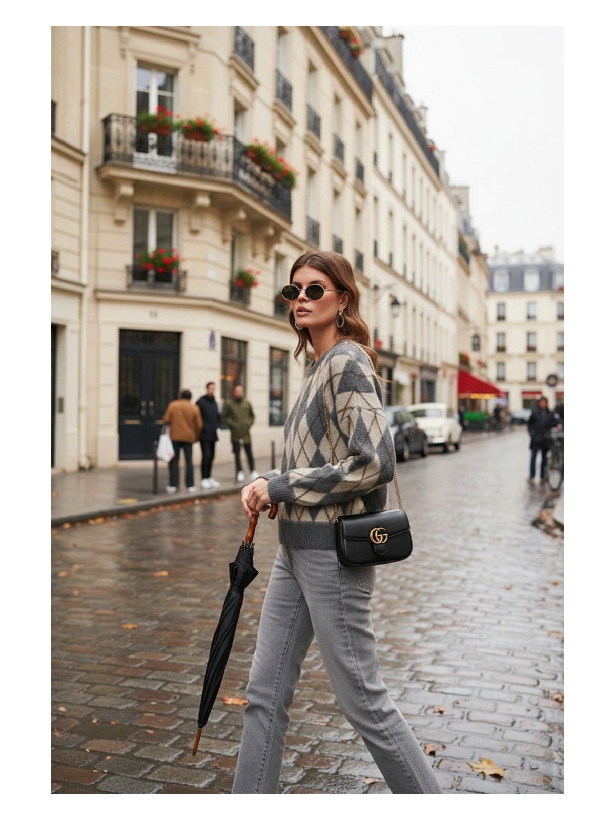 Lela Oversize Fit Bisiklet Yaka Baklava Desenli Yumuşak Dokulu Kazak Bayan Kazak 4616223