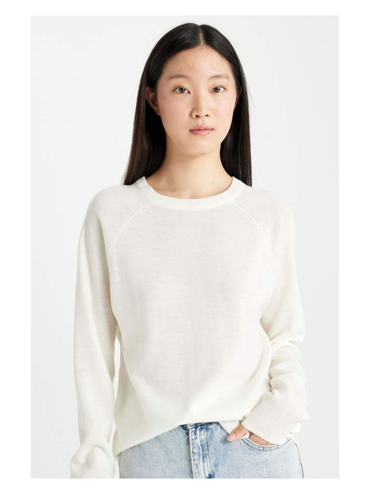 DeFacto Regular Fit Yumuşak Dokulu Bisiklet Yaka Basic Düz Triko Kazak I6913AZ24WN