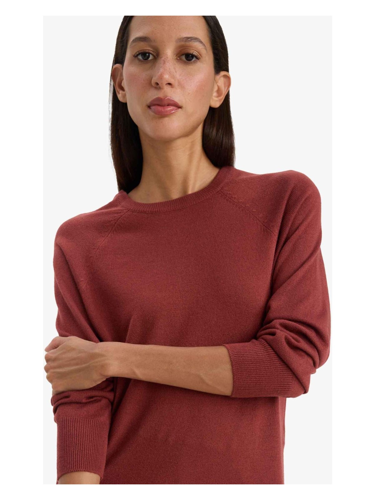 DeFacto Relax Fit Bisiklet Yaka Basic Düz Triko Kazak I6913AZ25WN - Görsel 7