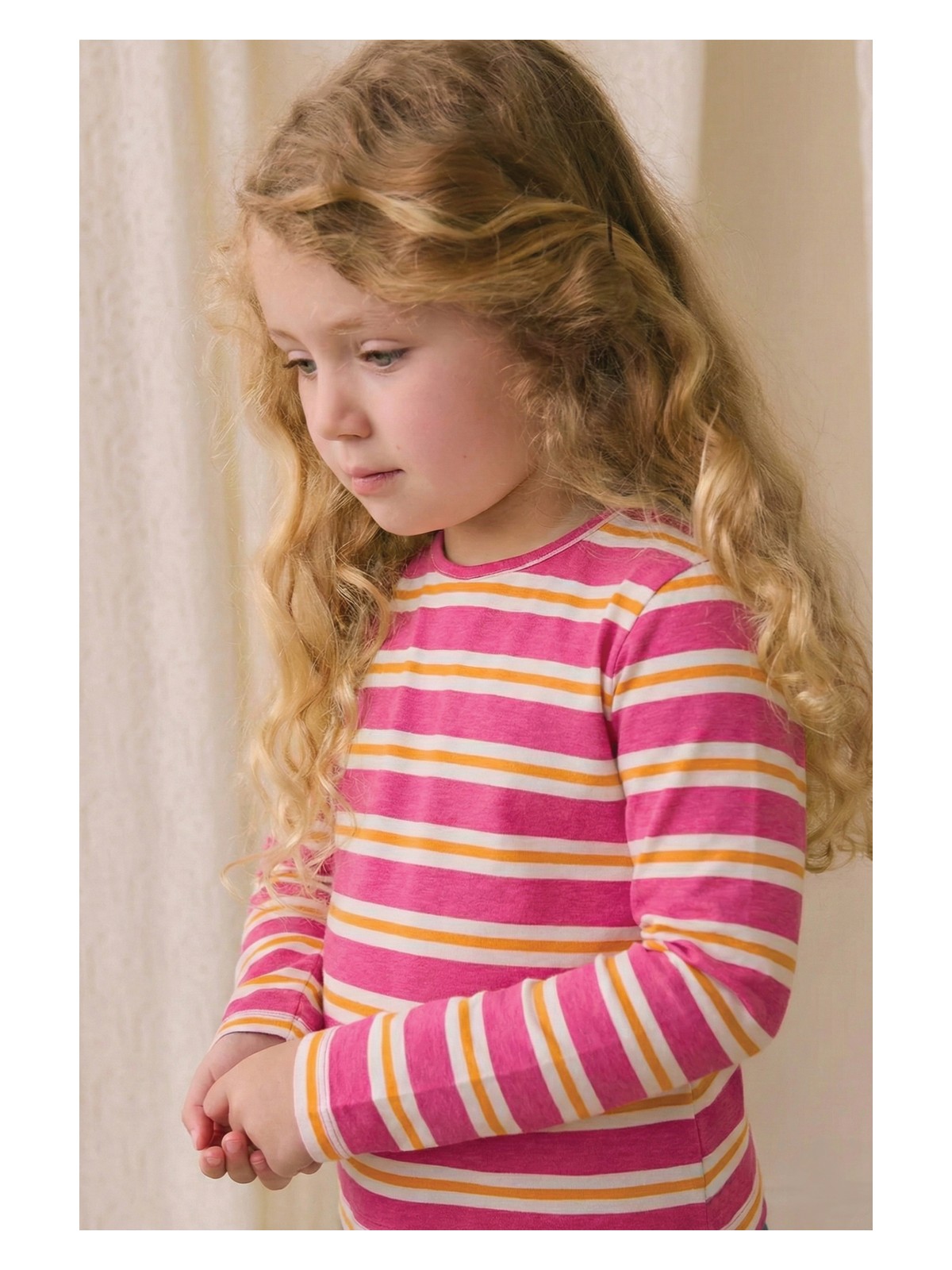 Cigit Çizgili Uzun Kollu T-Shırt 2-8 Yaş Pembe Yeşil Çizgili - Görsel 3