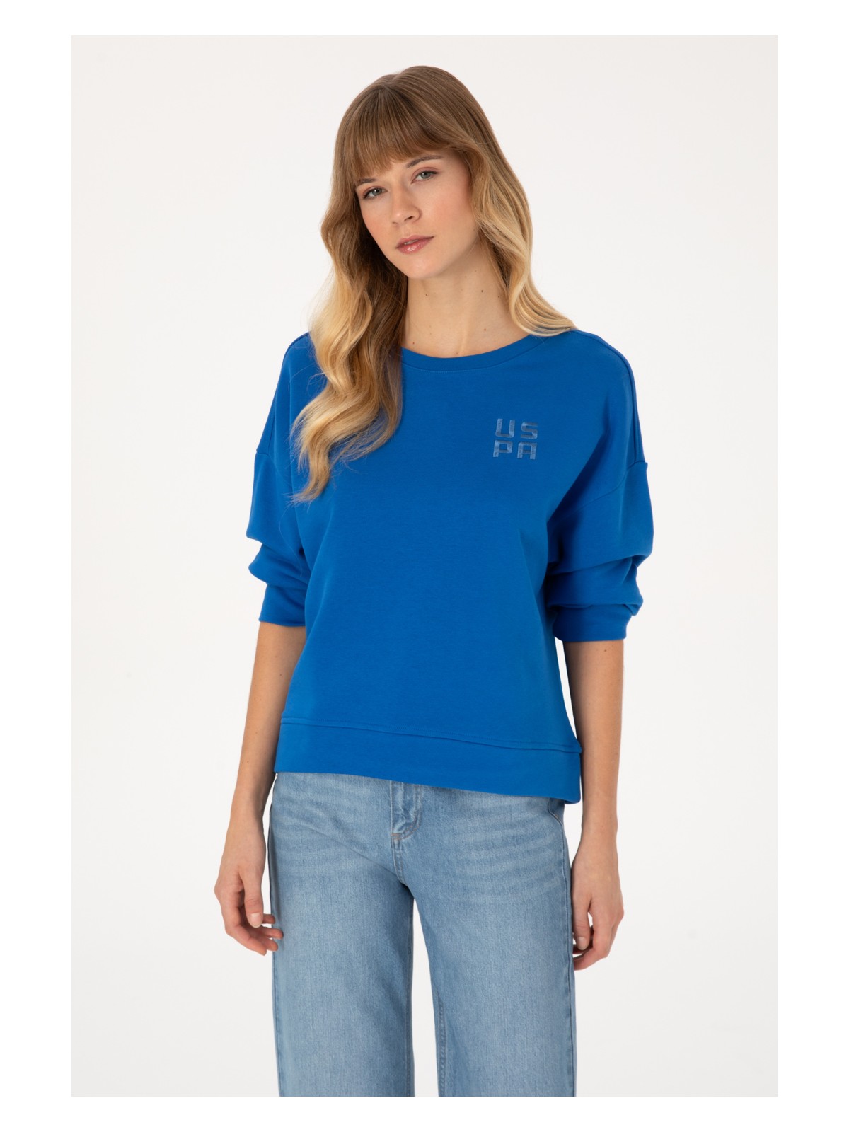 U.S. Polo Assn. Kadın Koyu Mavi Bisiklet Yaka Basic Sweatshırt 50313565-VR032