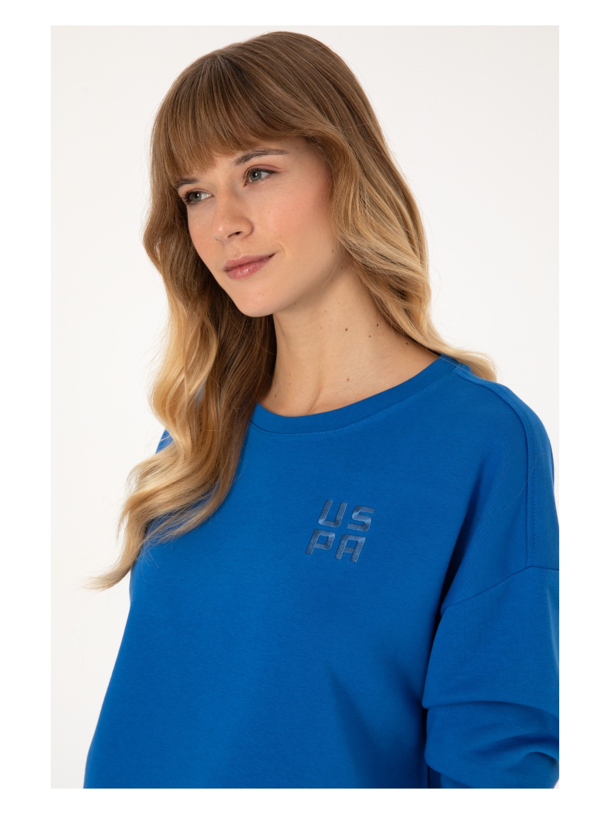 U.S. Polo Assn. Kadın Koyu Mavi Bisiklet Yaka Basic Sweatshırt 50313565-VR032 - Görsel 2