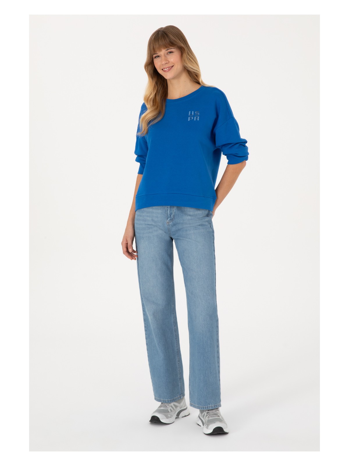 U.S. Polo Assn. Kadın Koyu Mavi Bisiklet Yaka Basic Sweatshırt 50313565-VR032 - Görsel 4
