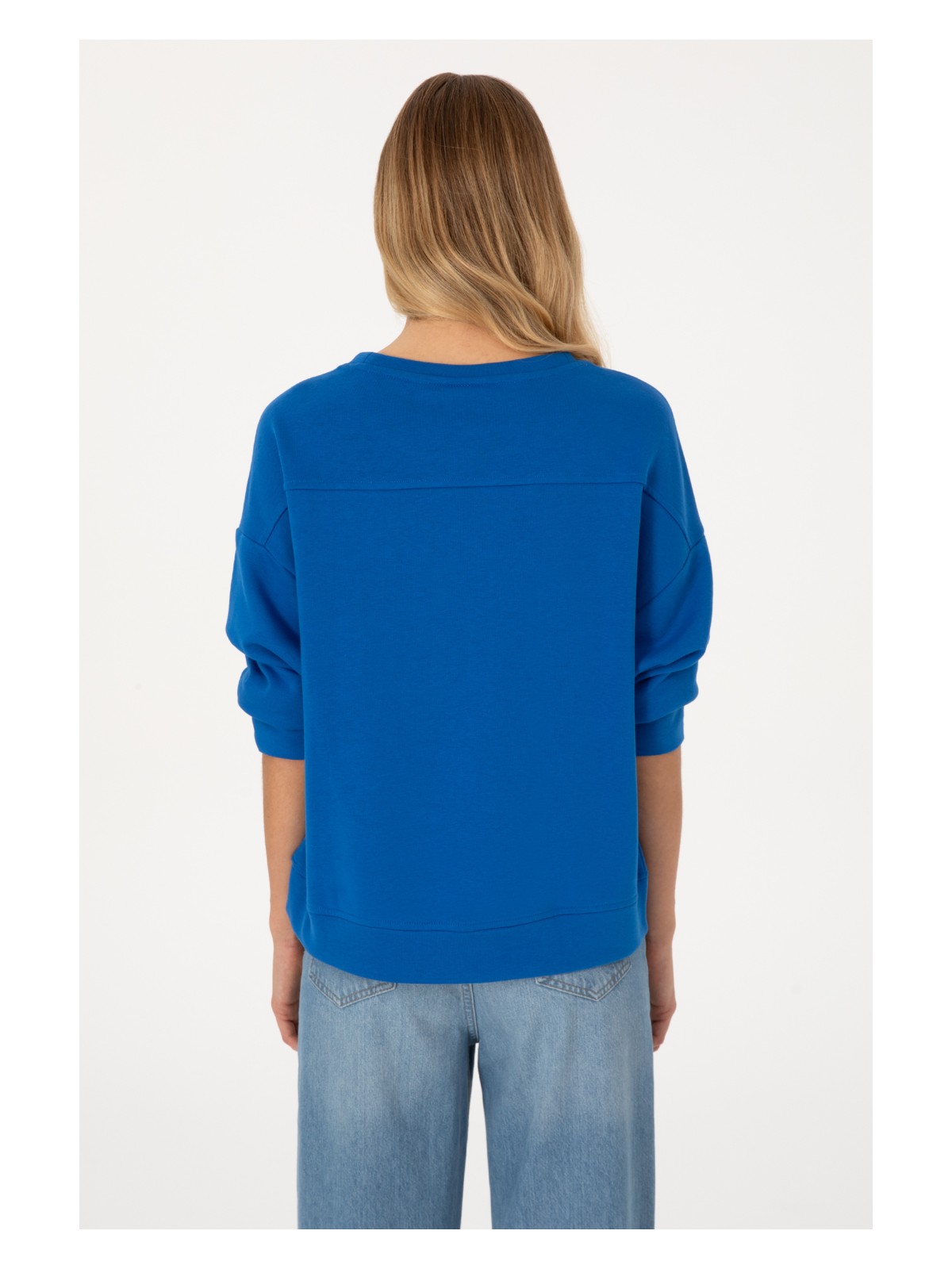 U.S. Polo Assn. Kadın Koyu Mavi Bisiklet Yaka Basic Sweatshırt 50313565-VR032 - Görsel 5