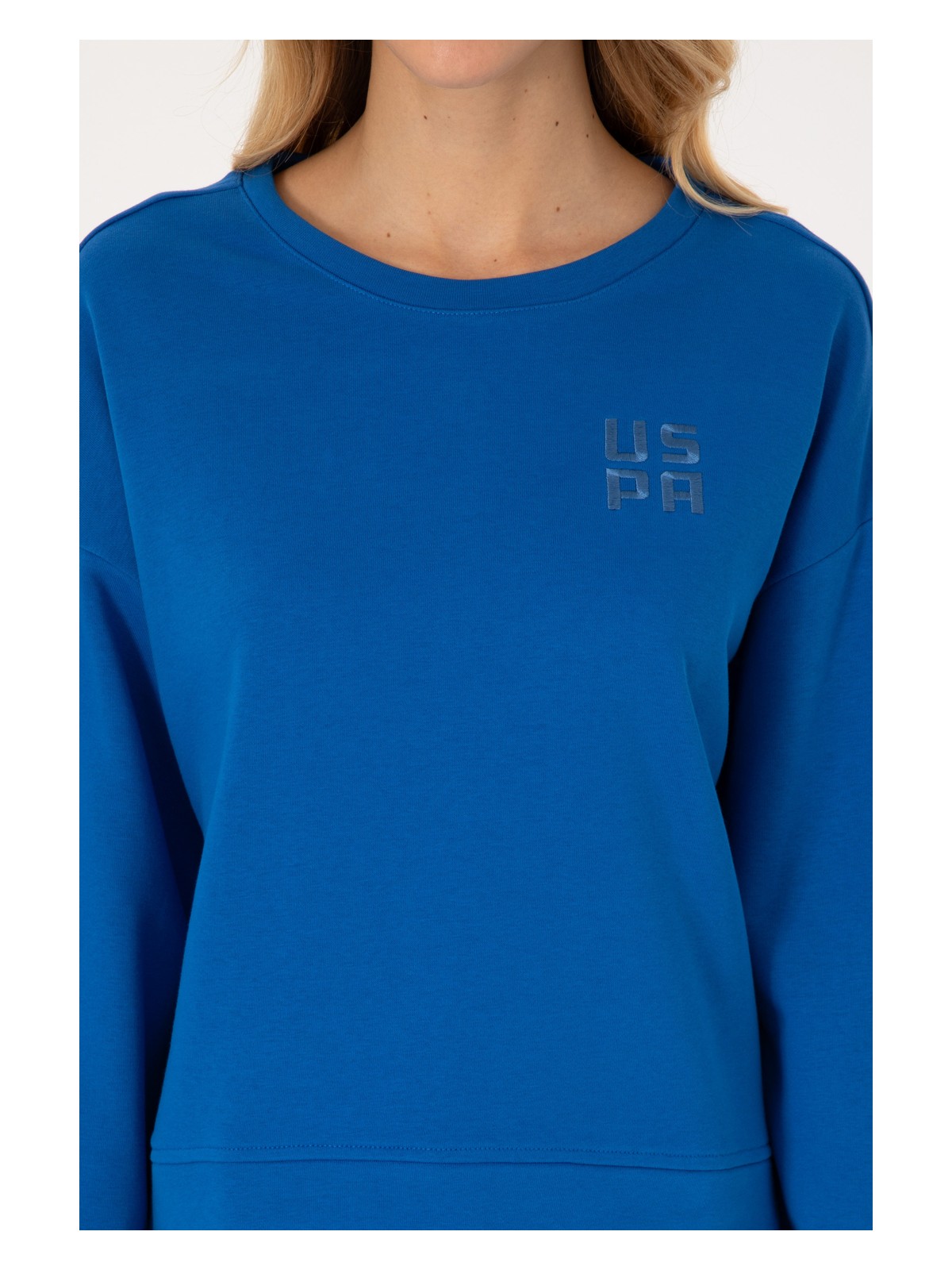U.S. Polo Assn. Kadın Koyu Mavi Bisiklet Yaka Basic Sweatshırt 50313565-VR032 - Görsel 6