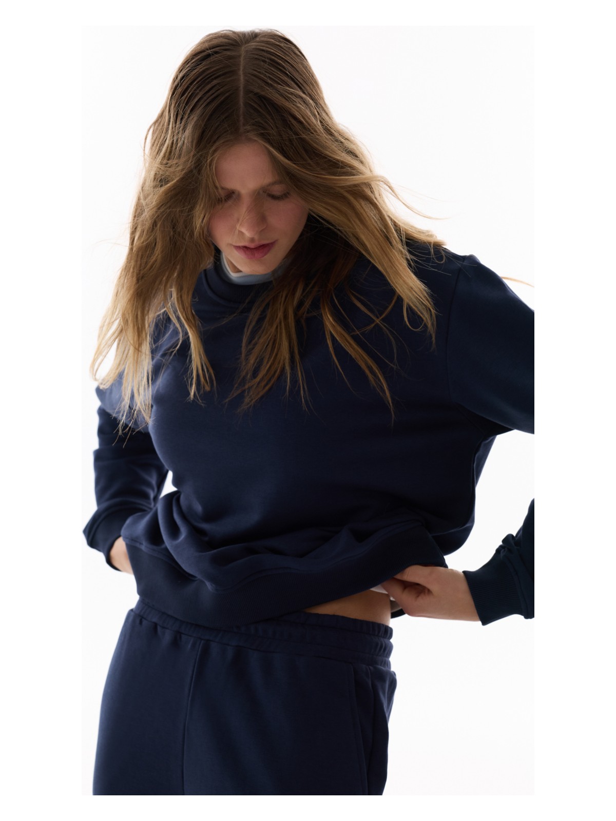 Penti Lacivert Bisiklet Yaka Regular Kesim Pamuklu Sweatshirt - Görsel 9