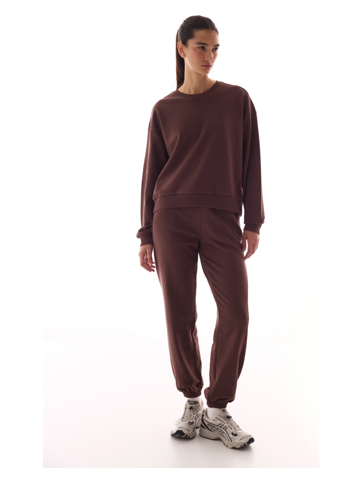 Penti Kahverengi Dikiş Detaylı Bisiklet Yaka Pamuklu Sweatshirt - Görsel 8