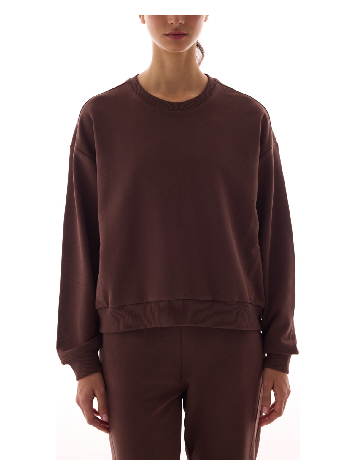 Penti Kahverengi Dikiş Detaylı Bisiklet Yaka Pamuklu Sweatshirt - Görsel 9