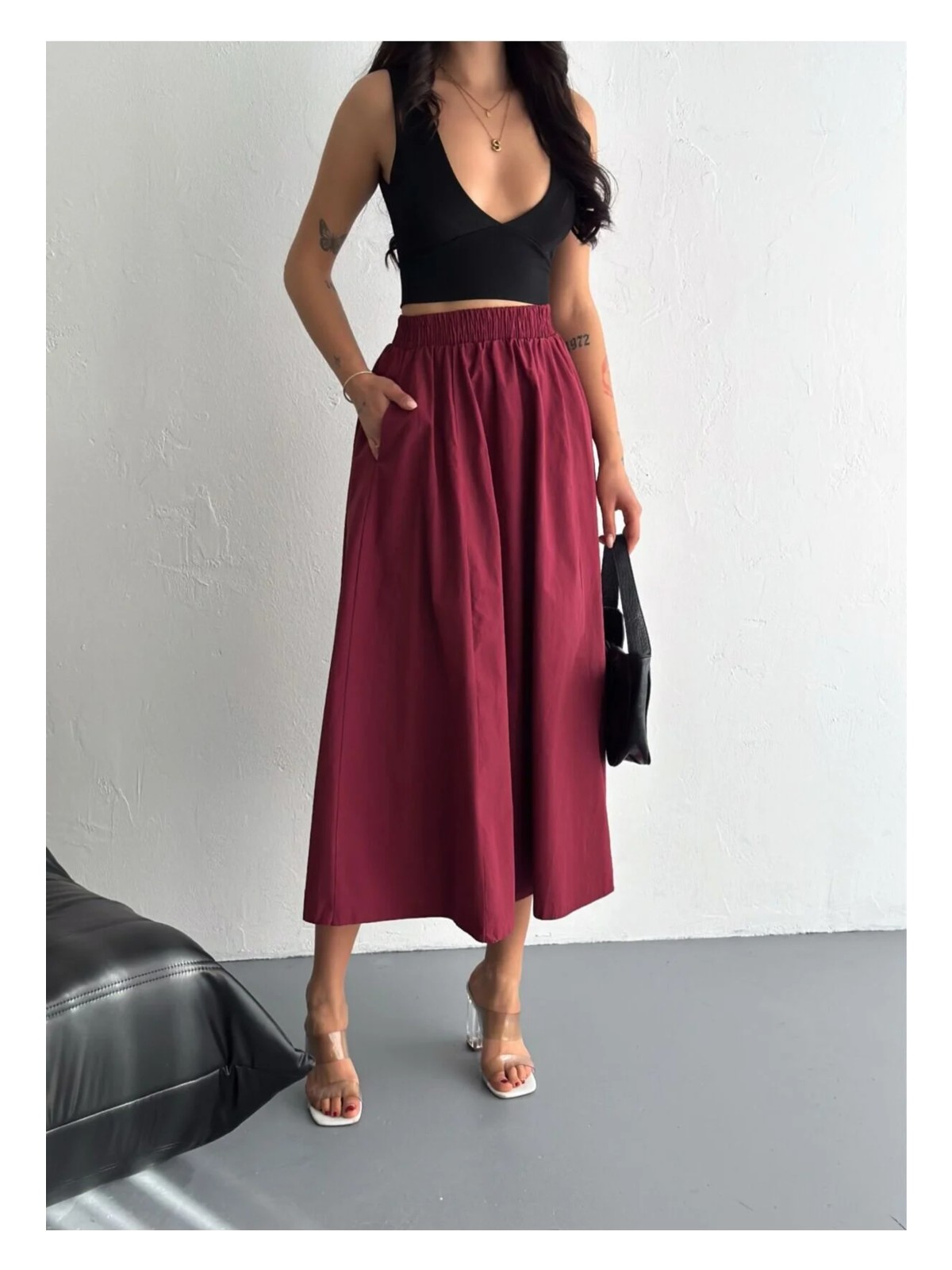 DENİKK Denikk Trend Paraşüt Kumaş Beli Lastikli Etek - Görsel 4