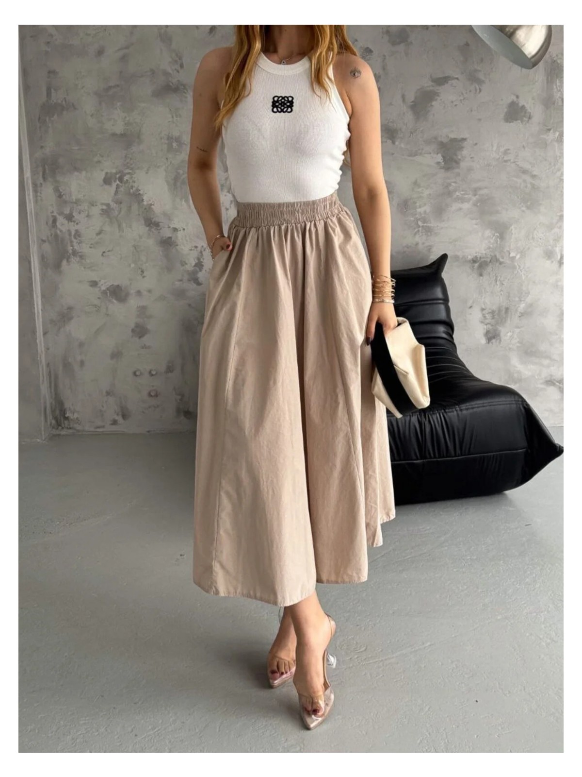 DENİKK Denikk Trend Paraşüt Kumaş Beli Lastikli Etek - Görsel 8