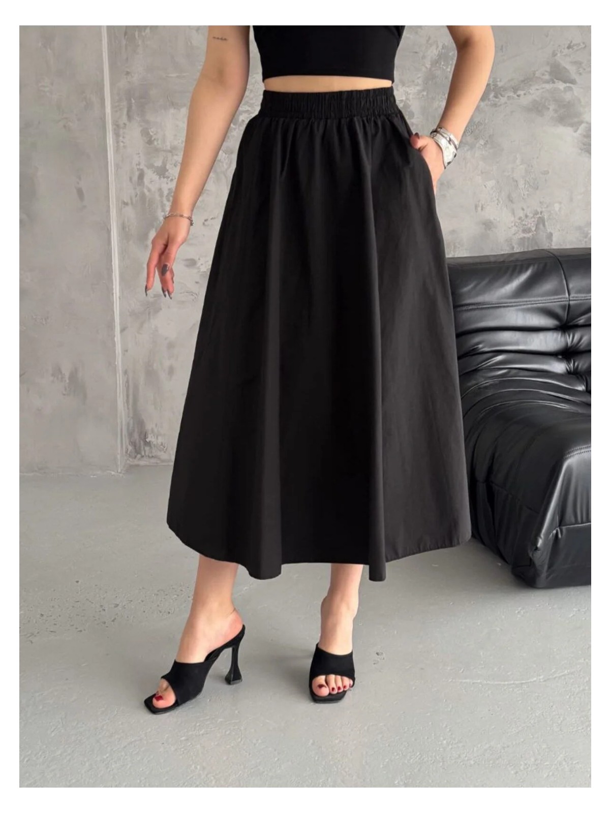 DENİKK Denikk Trend Paraşüt Kumaş Beli Lastikli Etek - Görsel 6