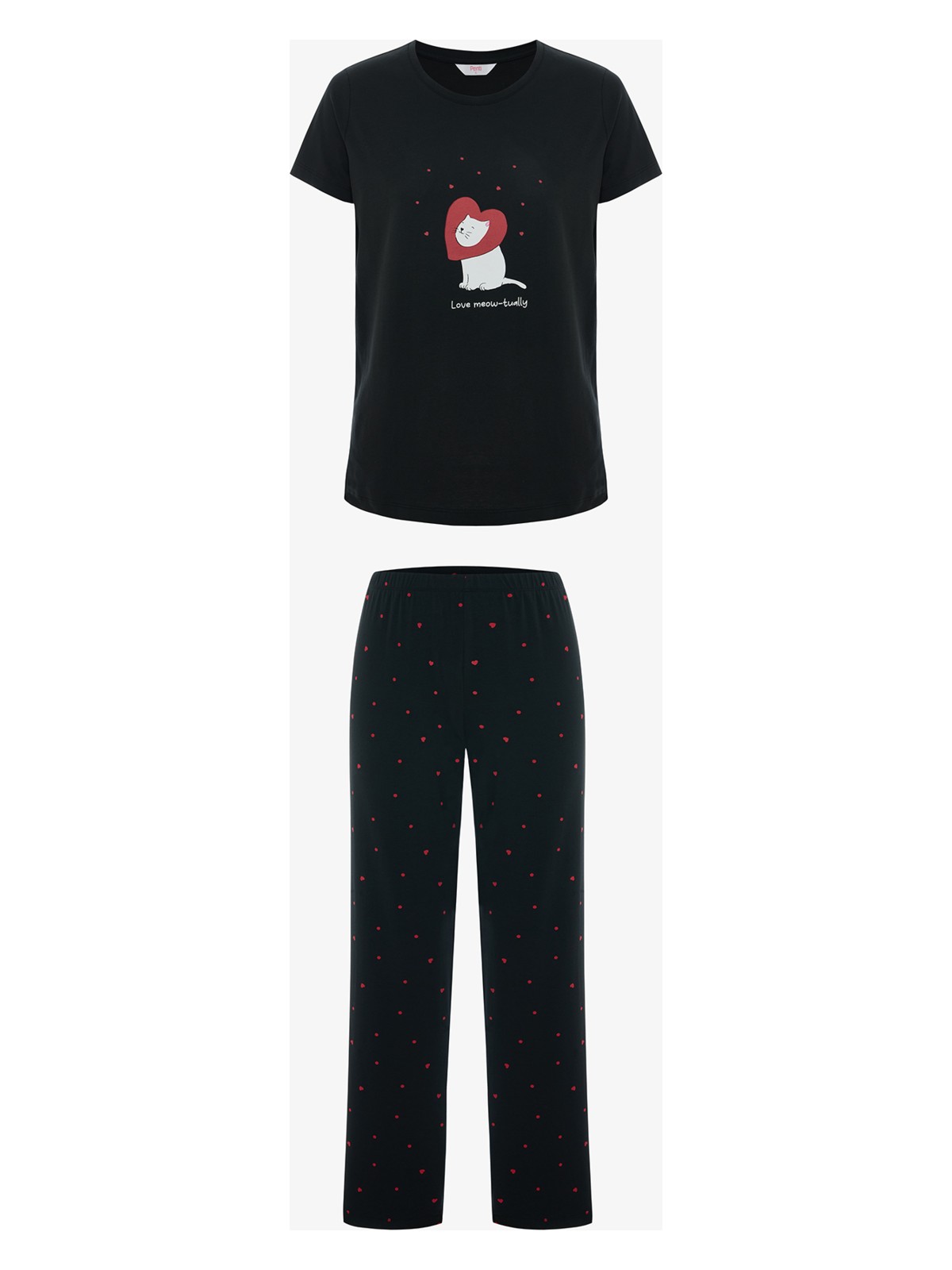 Penti Siyah Meow-Tually Pantolon Pijama Takımı