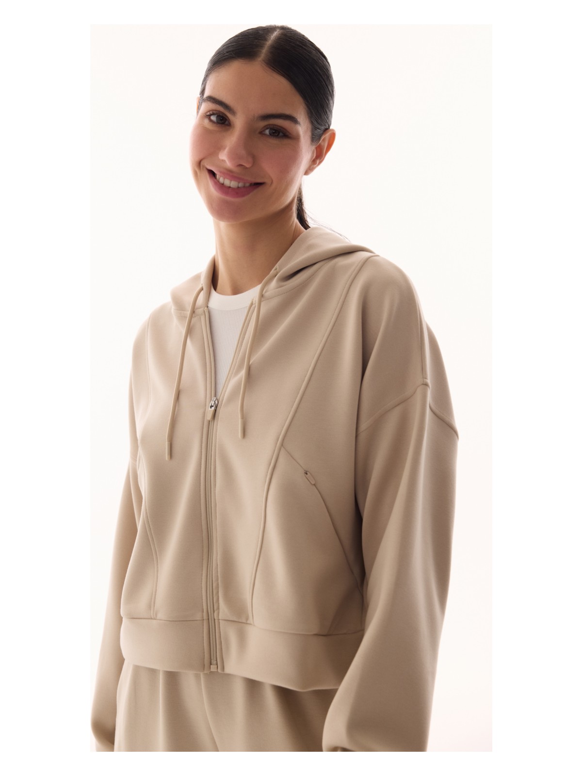 Penti Bej Silky Feel Fermuarlı Hoodie