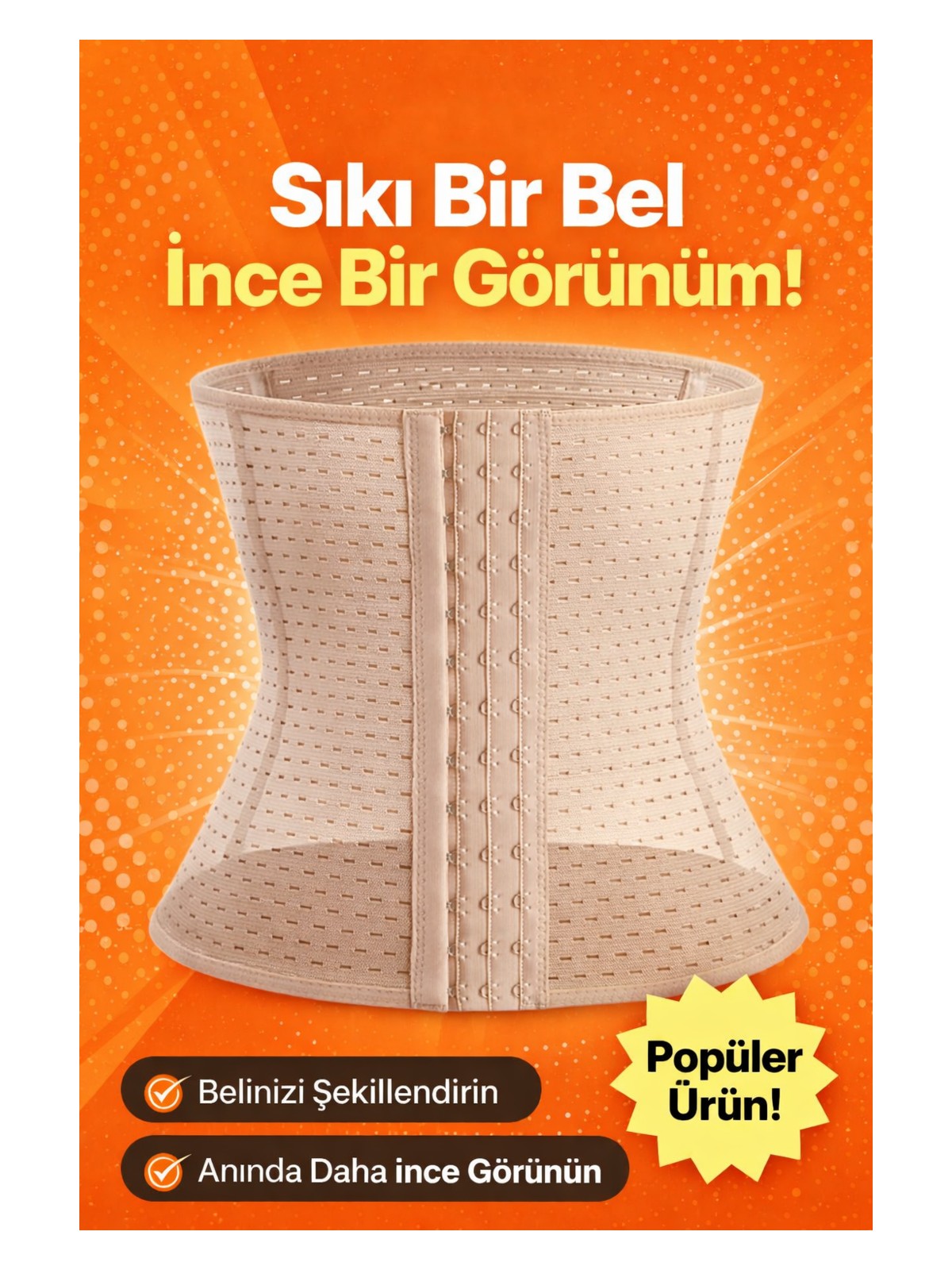 FitOnly Toparlayıcı Bel Korsesi – Nefes Alabilen Esnek Bel Inceltici Korse – Ayarlanabilir Göbek Toparlayıcı – Iz Yapmaz – Günlük Kullanım