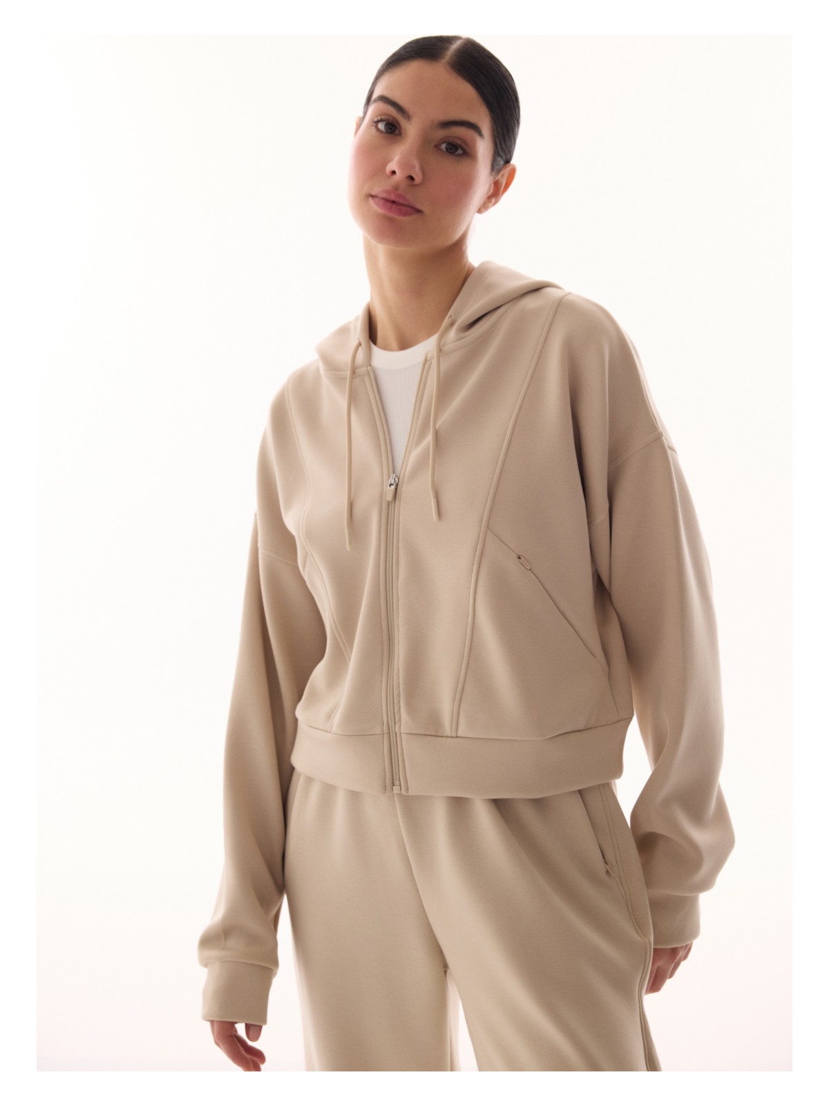 Penti Bej Silky Feel Fermuarlı Hoodie - Görsel 7