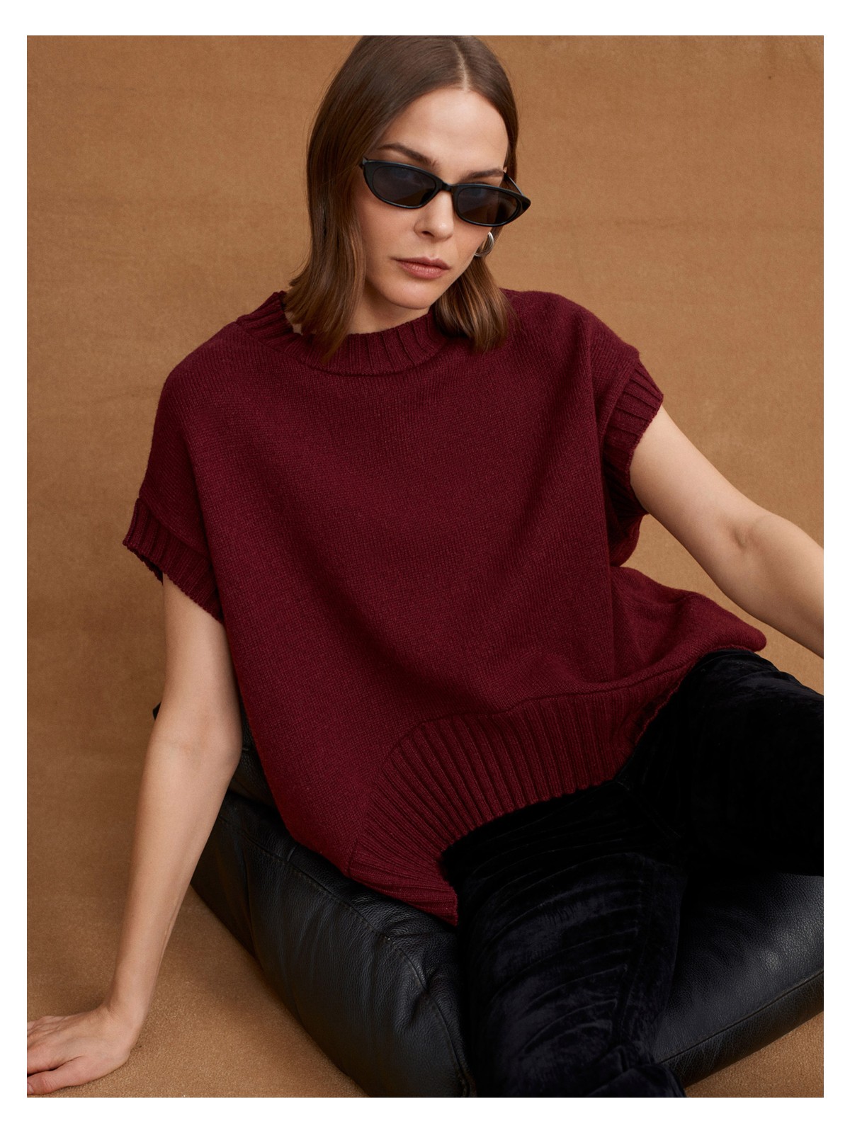 Dilvin 10839 Yün Karışımlı Oversize Süveter-Siyah - Görsel 7