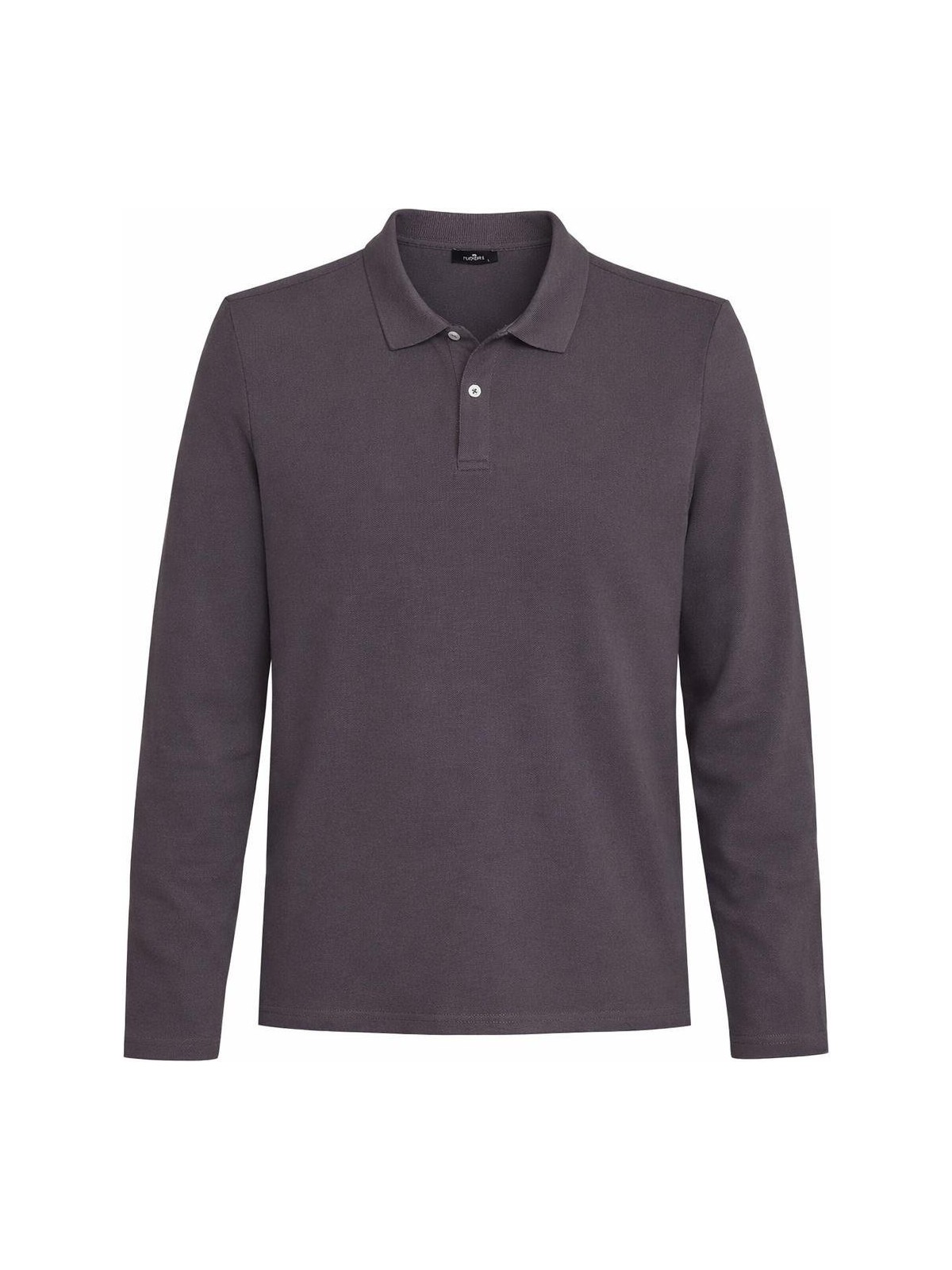 Tudors Erkek Standart Fit Rahat Kesim Pamuklu Yumuşak Dokulu Düz Pike Uzun Kollu Füme Polo Yaka Tişört