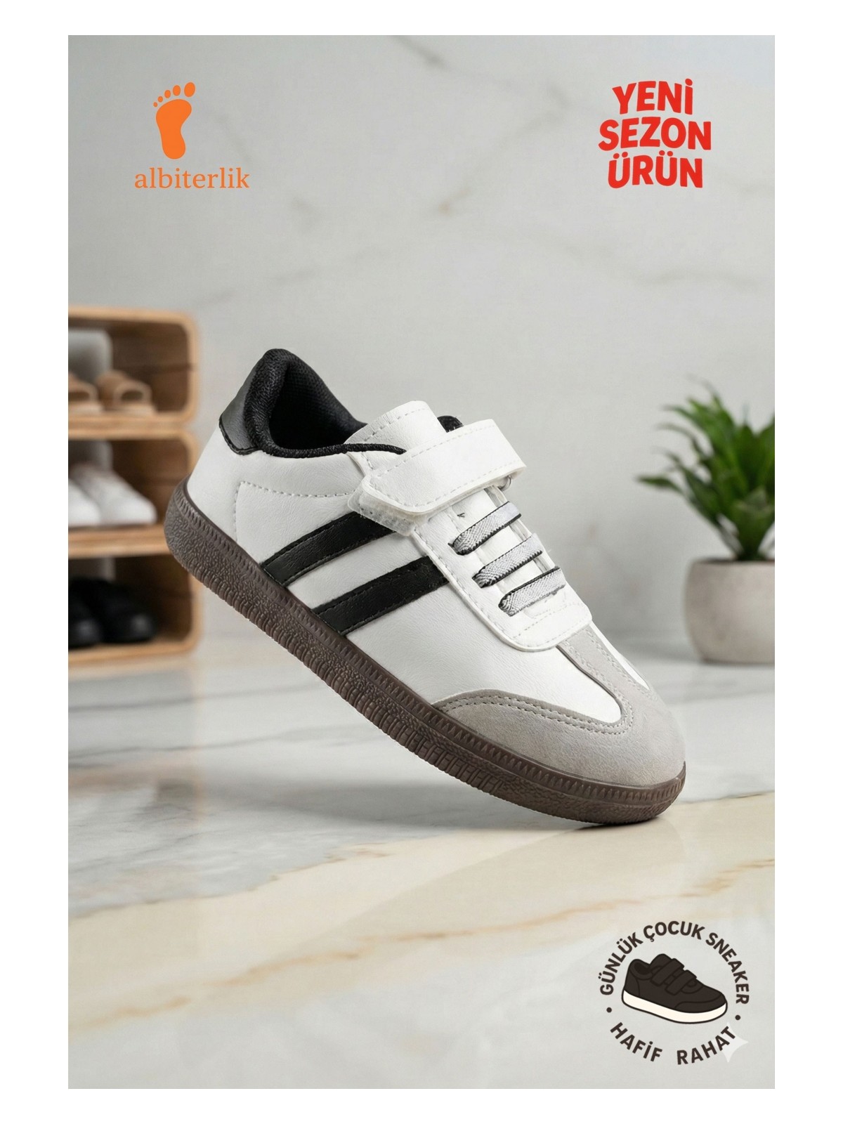 Albishoes Unisex Kız - Erkek Çocuk Cırtlı Okul Ayakkabısı Sneaker Çocuk Spor Ayakkabı Kids Sneaker - Görsel 4