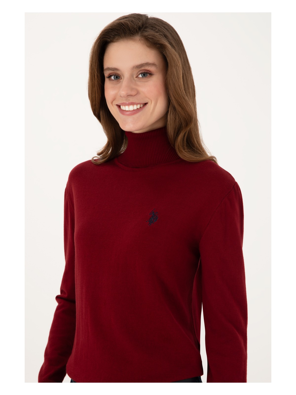 U.S. Polo Assn. Kadın Bordo Balıkçı Yaka Basic Kazak 50313621-VR014 - Görsel 2
