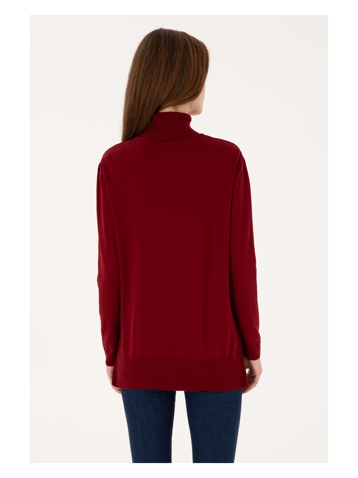 U.S. Polo Assn. Kadın Bordo Balıkçı Yaka Basic Kazak 50313621-VR014 - Görsel 5