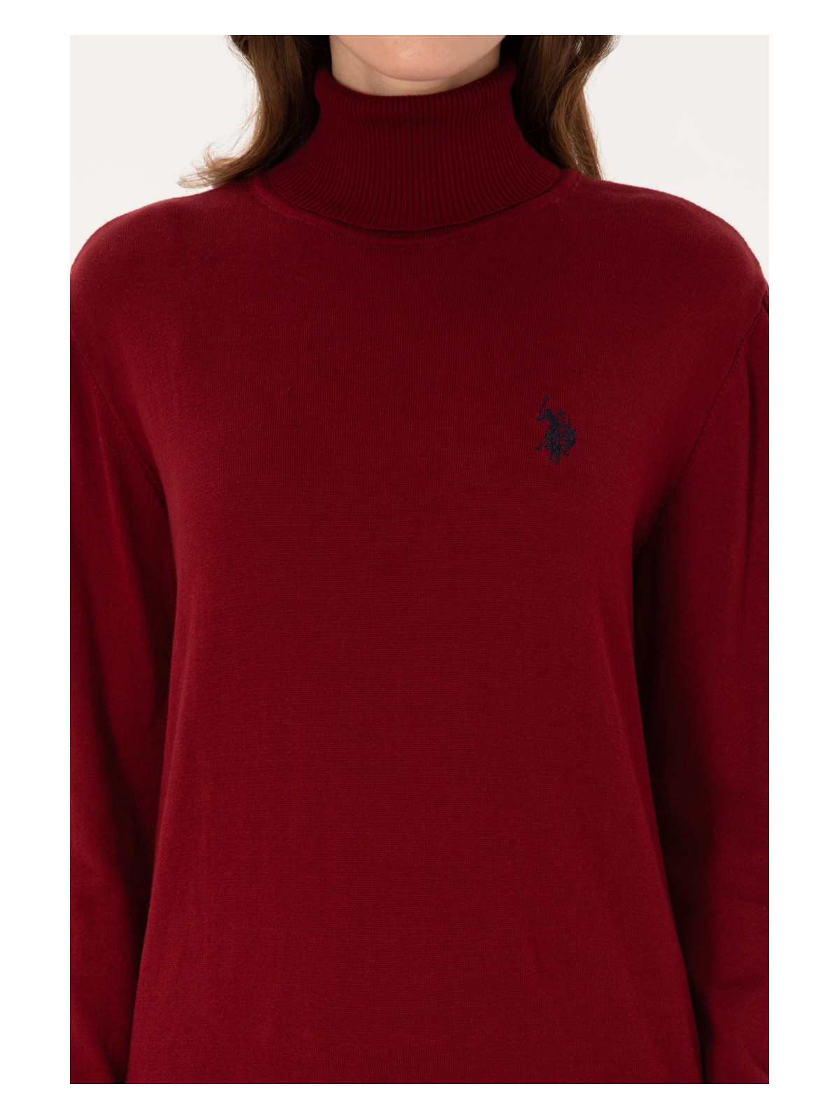 U.S. Polo Assn. Kadın Bordo Balıkçı Yaka Basic Kazak 50313621-VR014 - Görsel 6