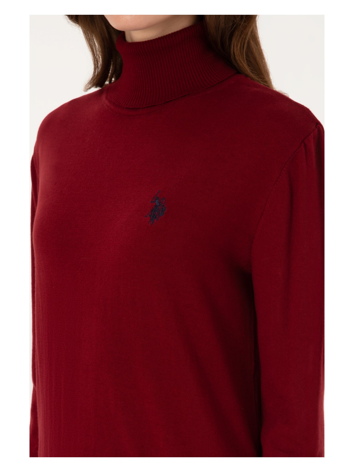 U.S. Polo Assn. Kadın Bordo Balıkçı Yaka Basic Kazak 50313621-VR014 - Görsel 7