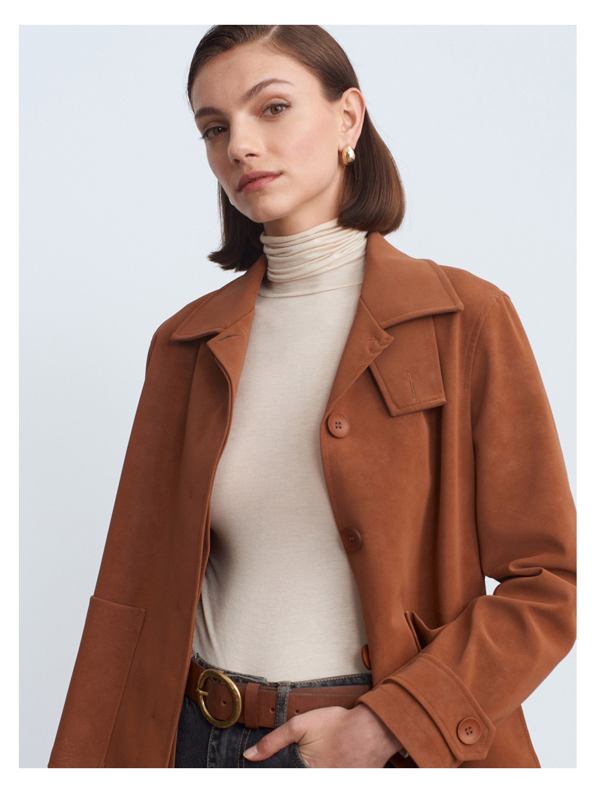 Dilvin 60778 Süet Ceket-Camel