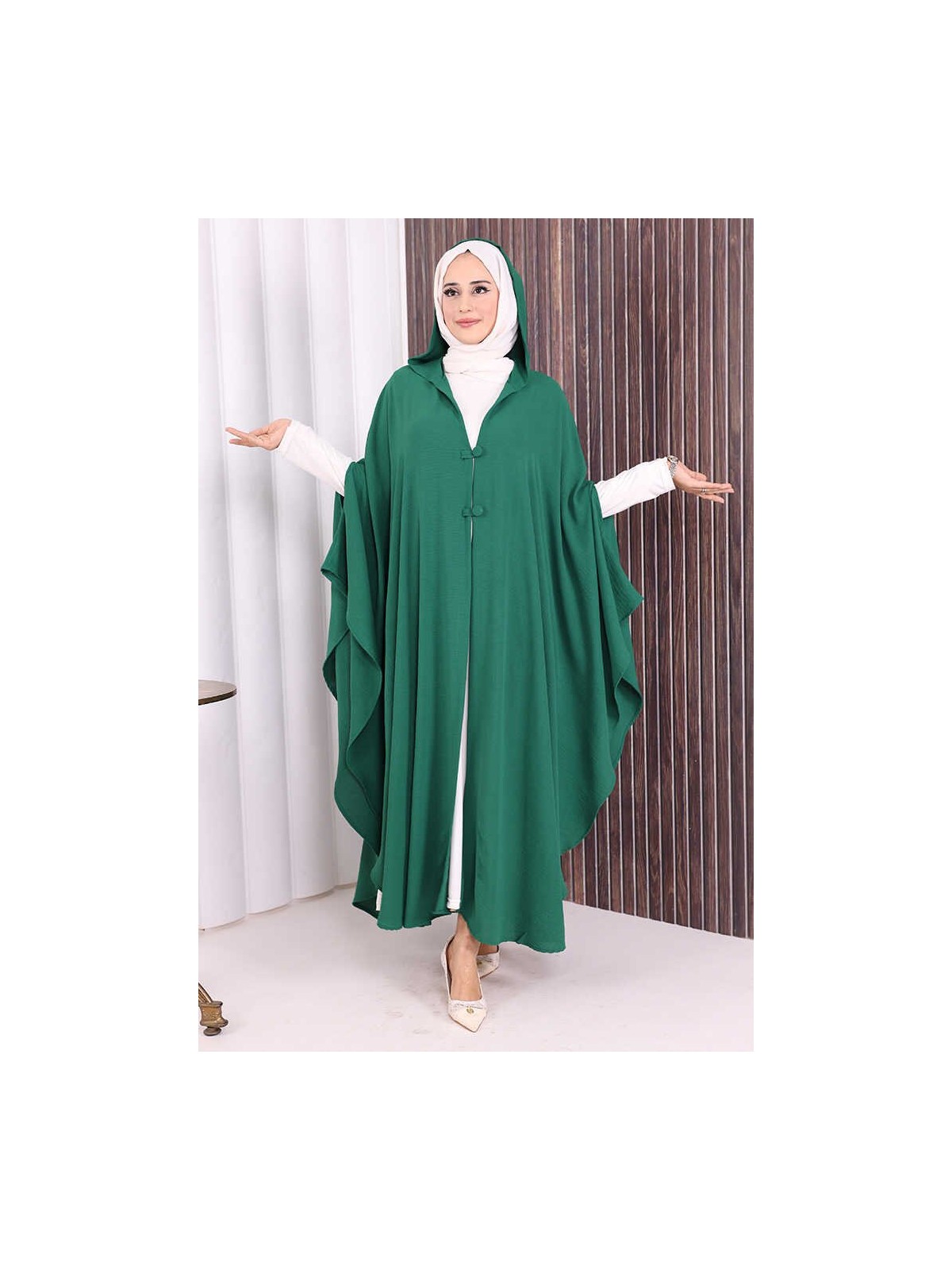 Bym Fashion Kapüşonlu Ayrobin Pelerin 70021 Siyah - Görsel 9