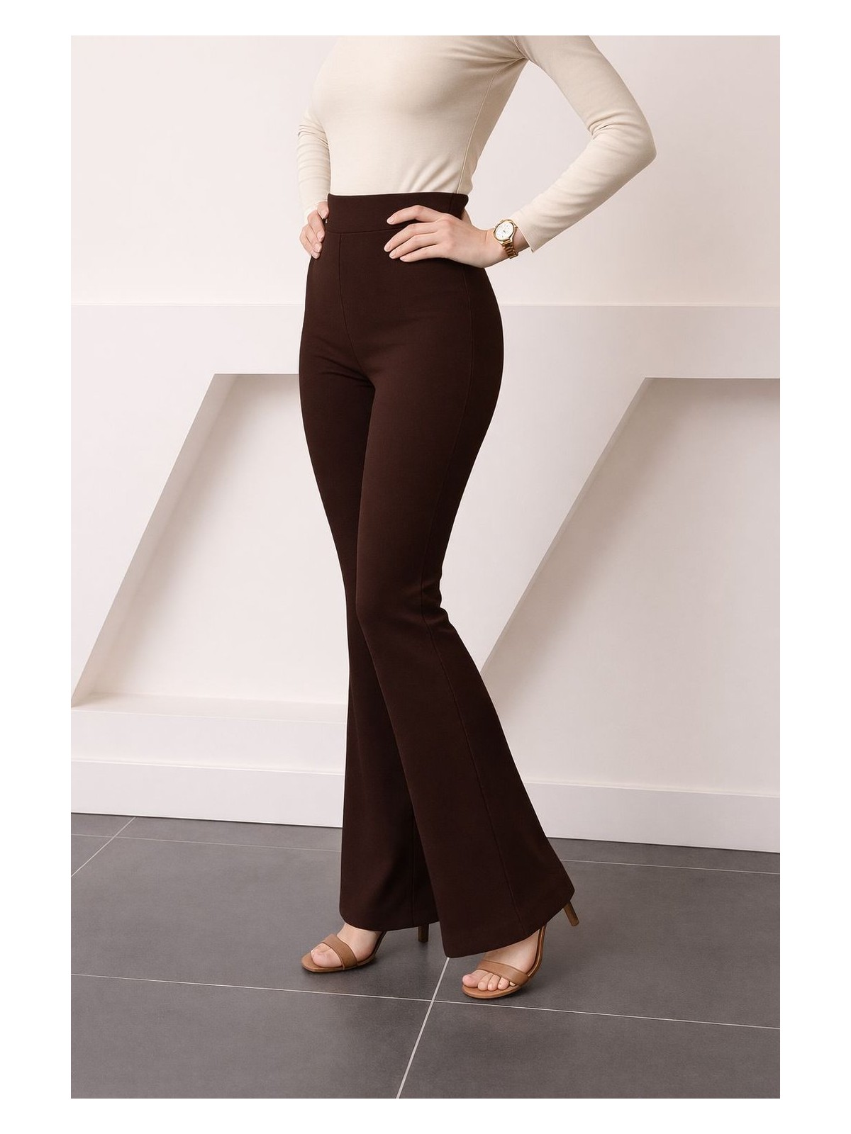 Moda Mark Yüksek Bel Ispanyol Paça Tayt Pantolon - Görsel 6