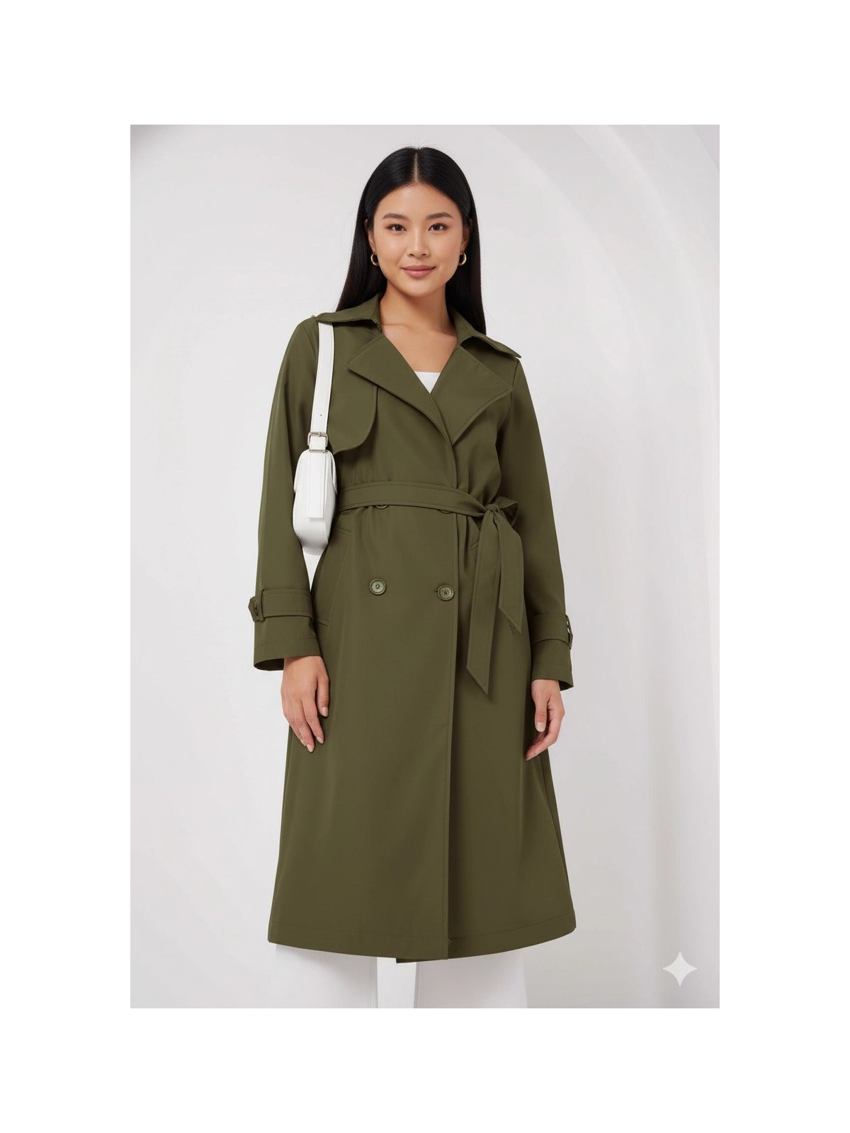 Hazelin Kadın Bej Kruvaze Yaka Kuşaklı Astarlı Trençkot HZL25W-BD159181 - Görsel 3