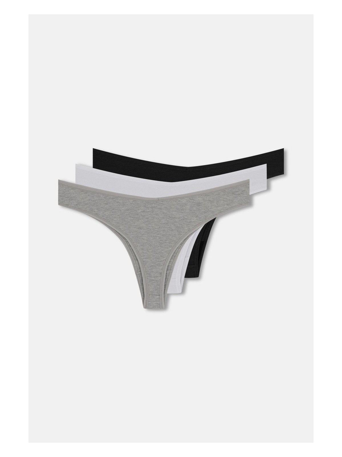 Suwen 3'lü Pamuklu V Kesim Rib String Külot - Görsel 3