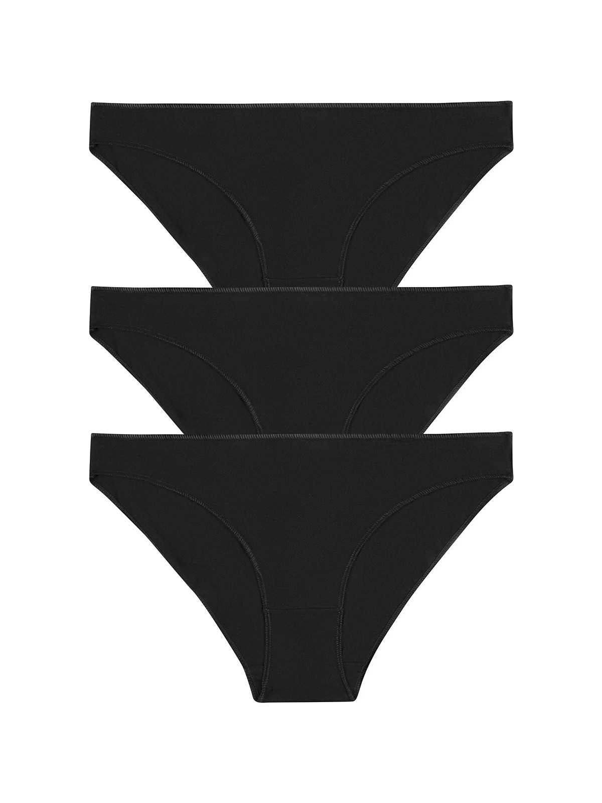 Suwen 3 Lü Paket Siyah Slip Külot Pamuklu Dikişli Rahat Tasarım ile Konfor Sunar