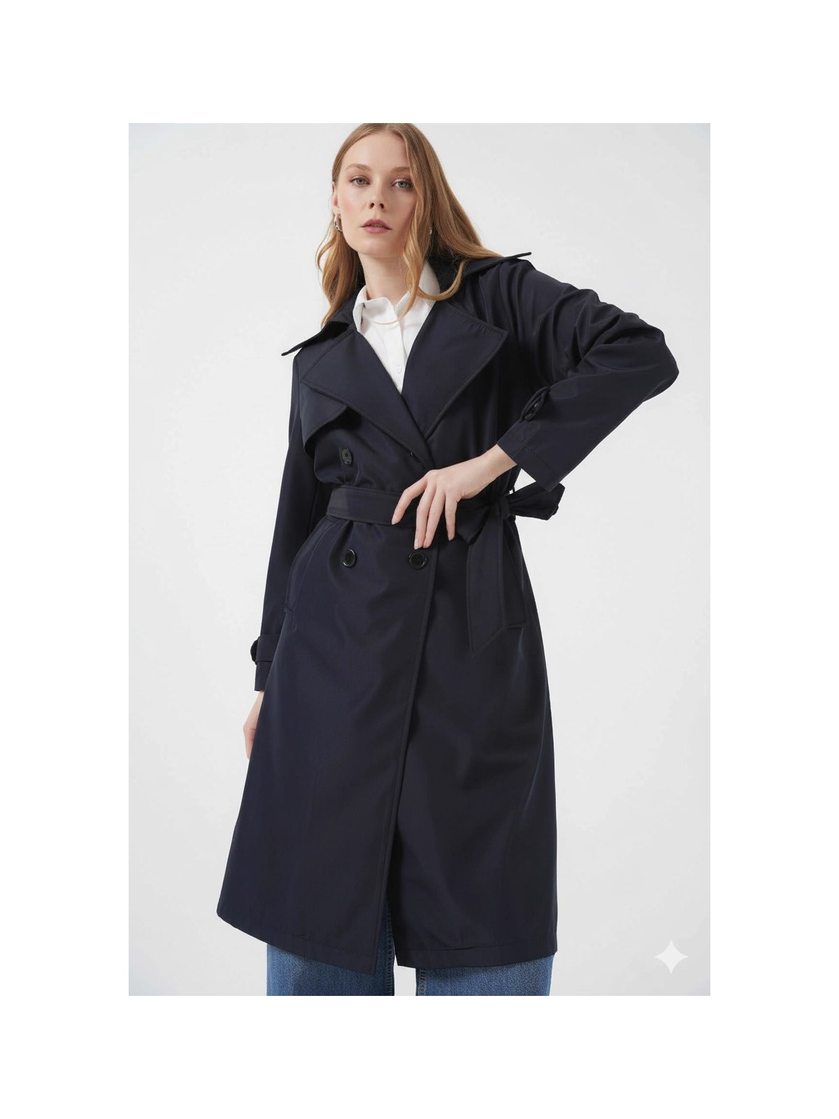 Hazelin Kadın Hardal Kruvaze Yaka Kuşaklı Astarlı Trençkot HZL25W-BD159181 - Görsel 4