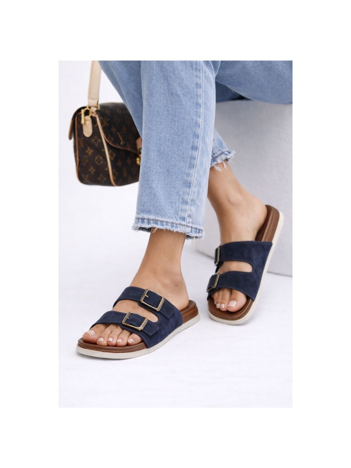 Adımist Kadın Kaymaz Ortopedik Rahat Taban Ayarlanabilir Çift Tokalı Ev Dışarı Terlik - Görsel 3