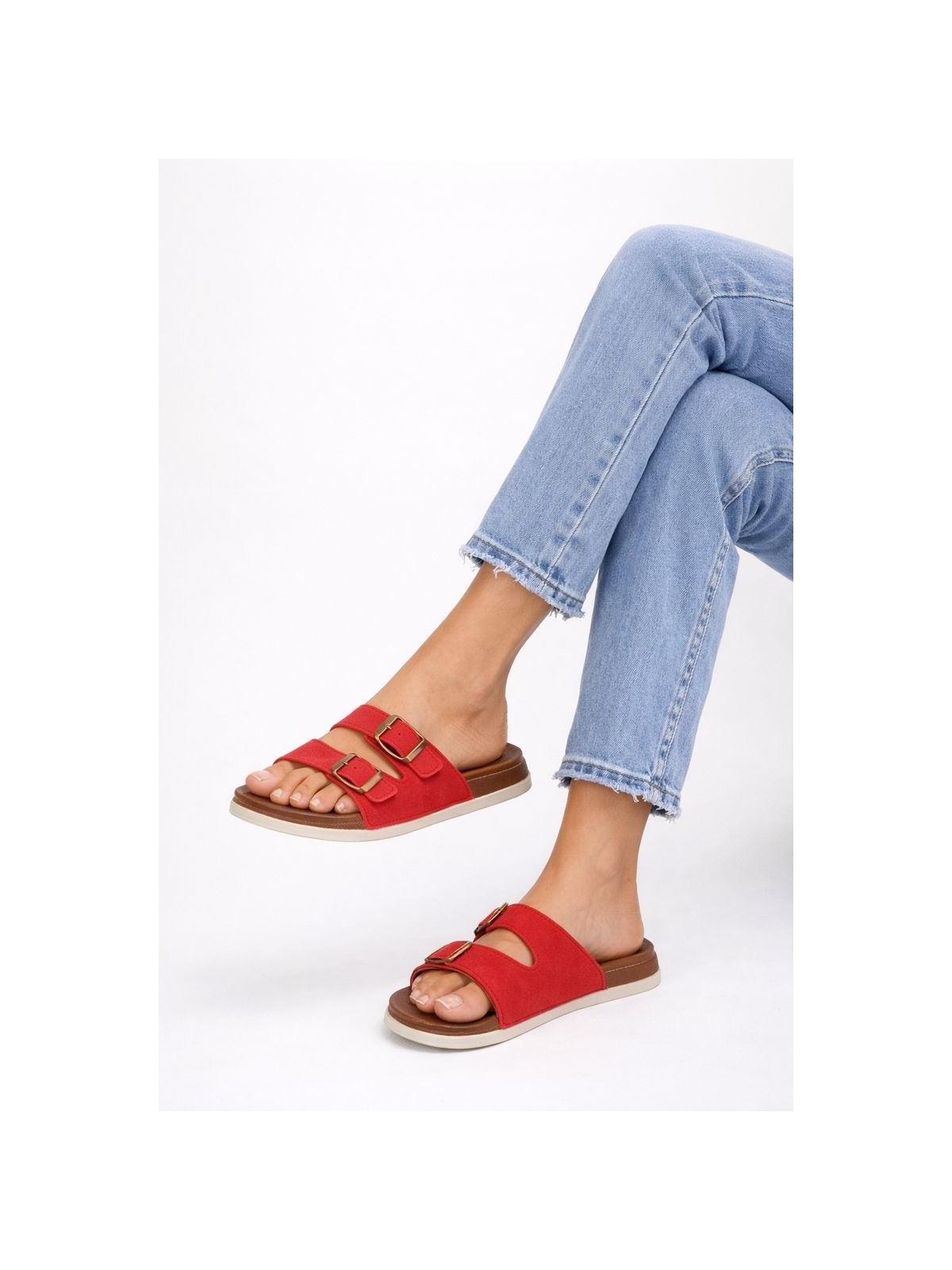 Adımist Kadın Kaymaz Ortopedik Rahat Taban Ayarlanabilir Çift Tokalı Ev Dışarı Terlik - Görsel 4