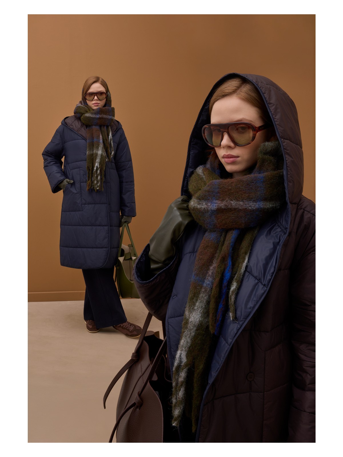 HE-QA Çift Taraflı Şişme Mont Acı Kahve-Koyu Lacivert