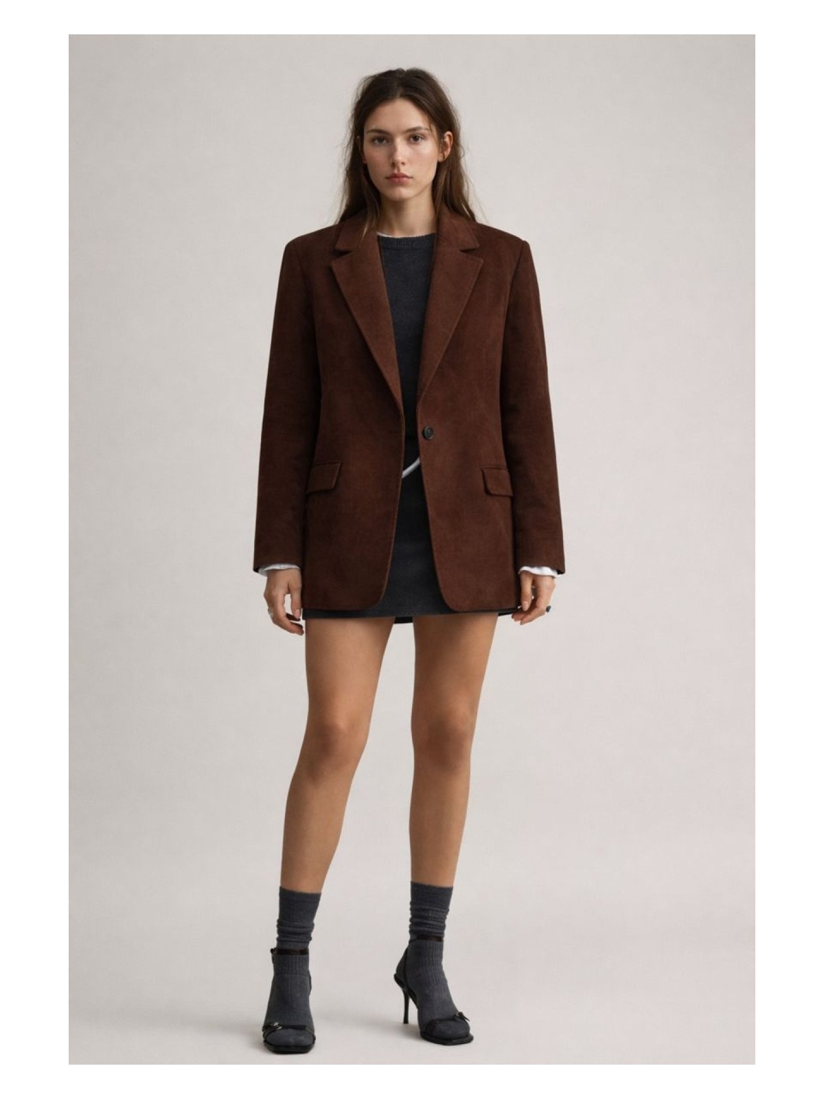 Hakke Kadın Şık Süet Blazer Ceket - Görsel 5