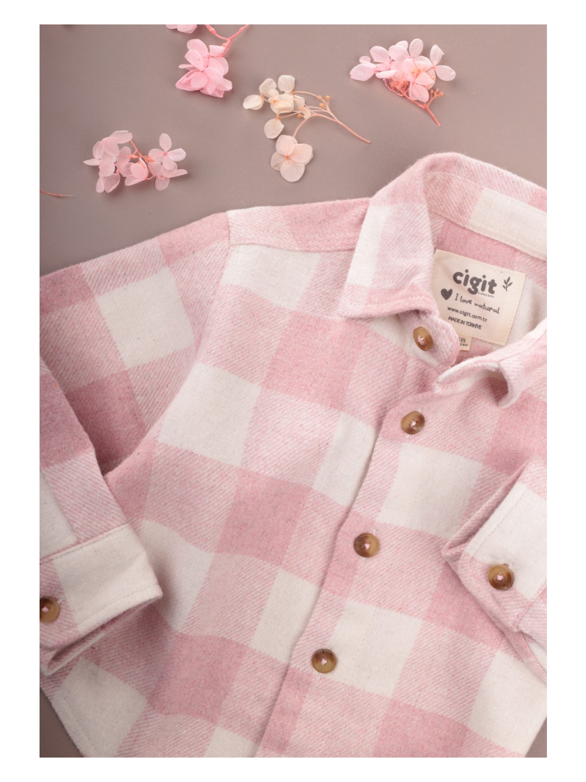 Cigit Oduncu Gömleği 1-9 Yaş Oranj Ekose - Görsel 8