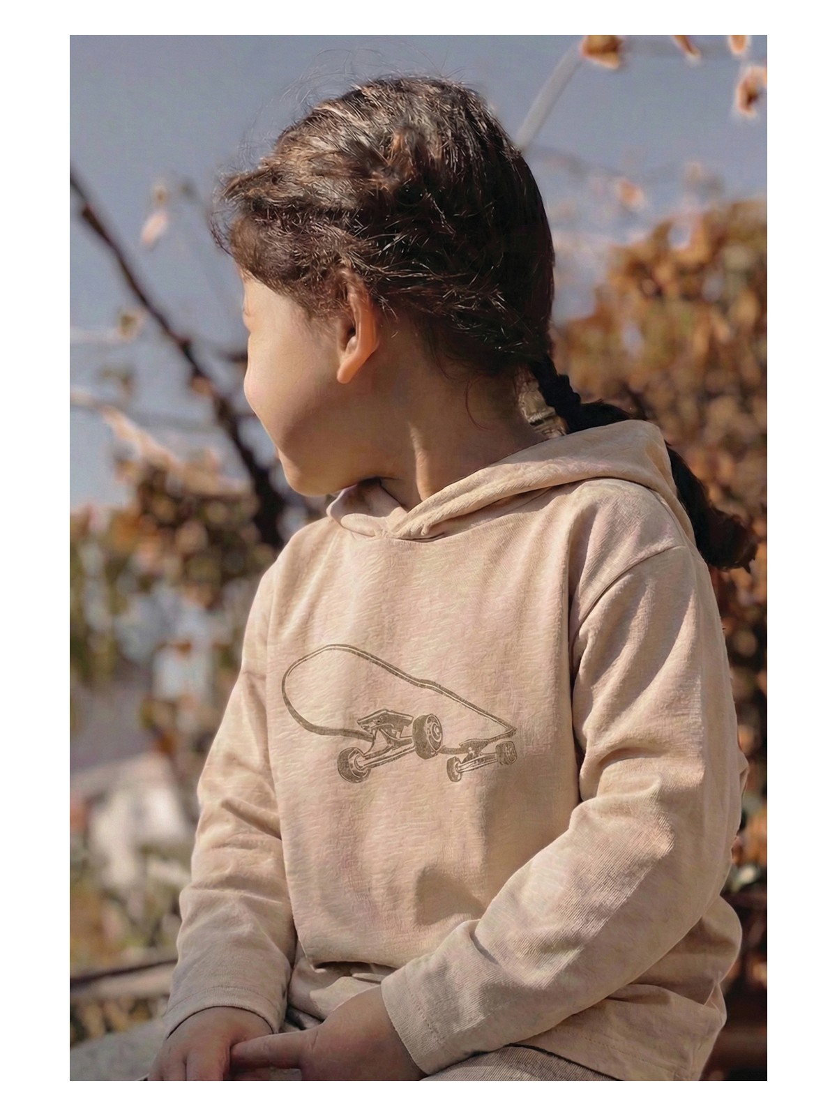 Cigit Kapşonlu Uzun Kollu T-Shırt 2-10 Yaş Ekru