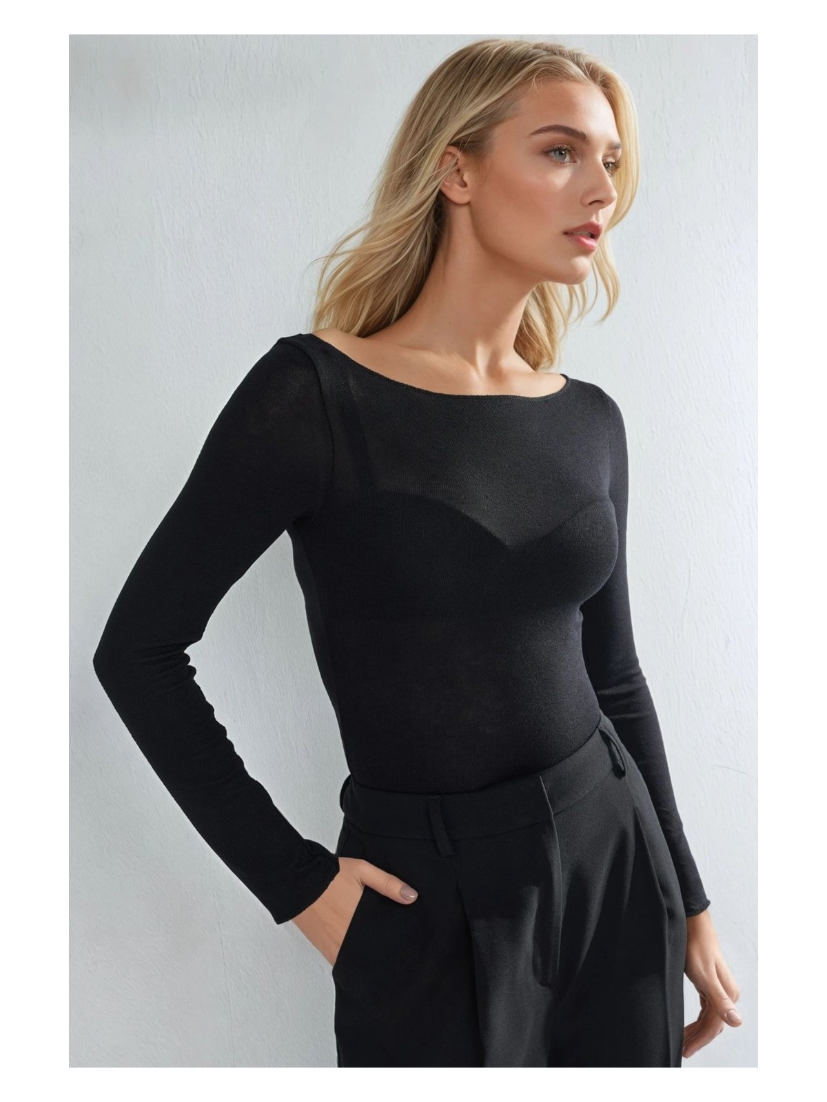 Hiccup Kadın Kayık Yaka Kaşmir Karışımlı Ultra Hafif Bluz Krem Doğal - Görsel 6