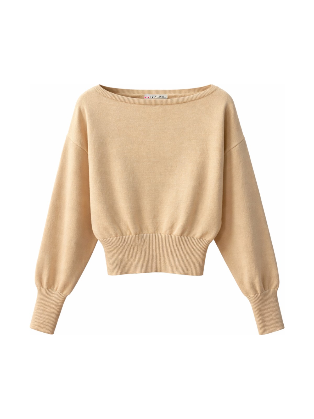 Mixray 6988 Kadın Asimetrik Rib Kesim Kayık Yaka Triko Kazak Gri - Görsel 9